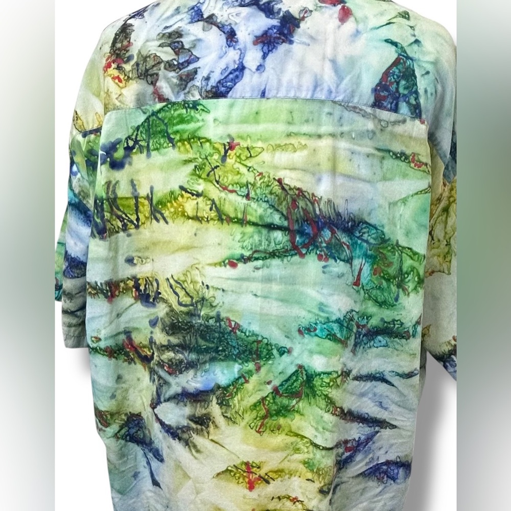 Sambisari Mens Button Down Shirt Casual Colorful Art To Wear Ice Dyed Streetwear - Picture 8 of 13